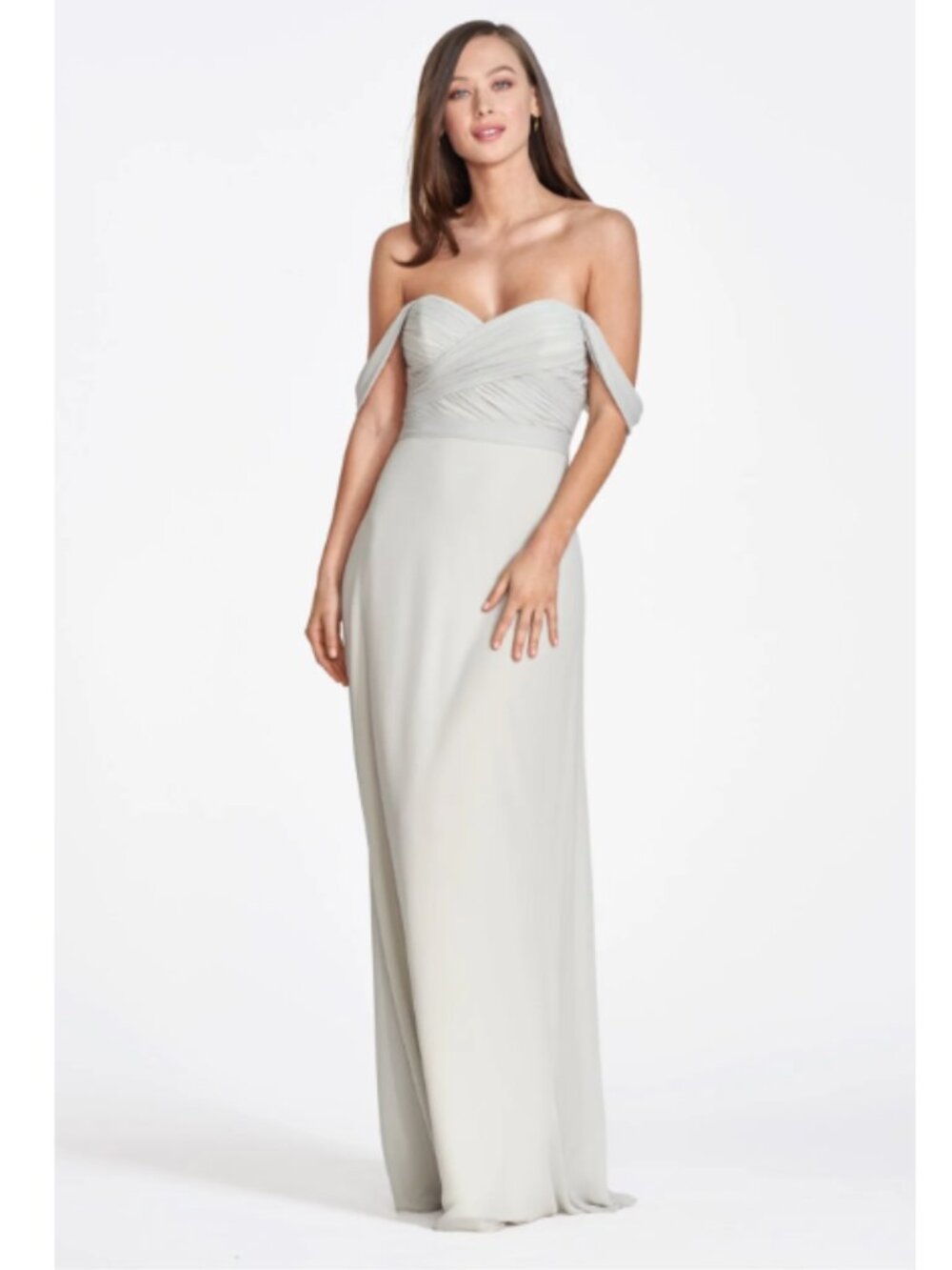 Moonbeam Chiffon Off the Shoulder Gown Style 912 Size 8